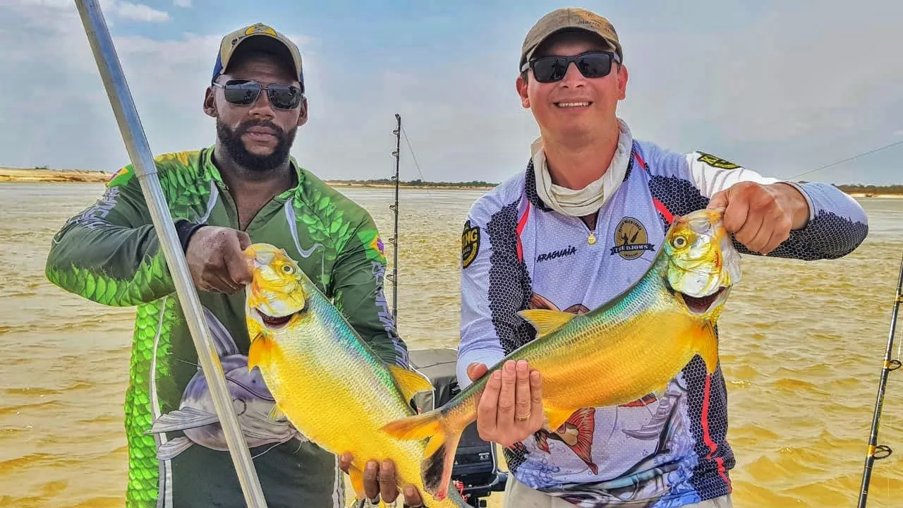 Dois pescadores seguram douradas